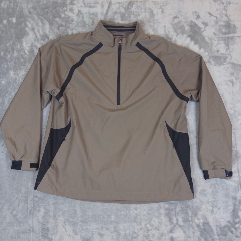 Cutter & Buck Windbreaker Mens XL Tan WeatherTec 1/4 Zip Golf Jacket Joe Morgan